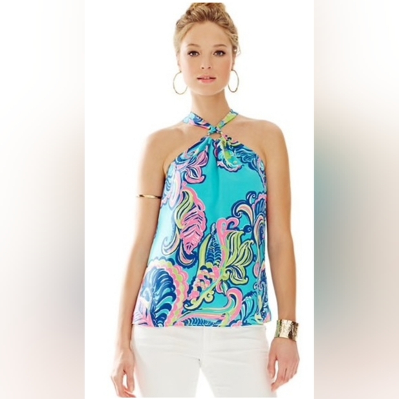 Lilly Pulitzer Tops - Lilly Pulitzer Cassandra 100% Silk Top Size Large NWT